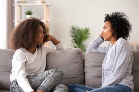 Picture of a Mom and Daughter having a meaningful Conversation